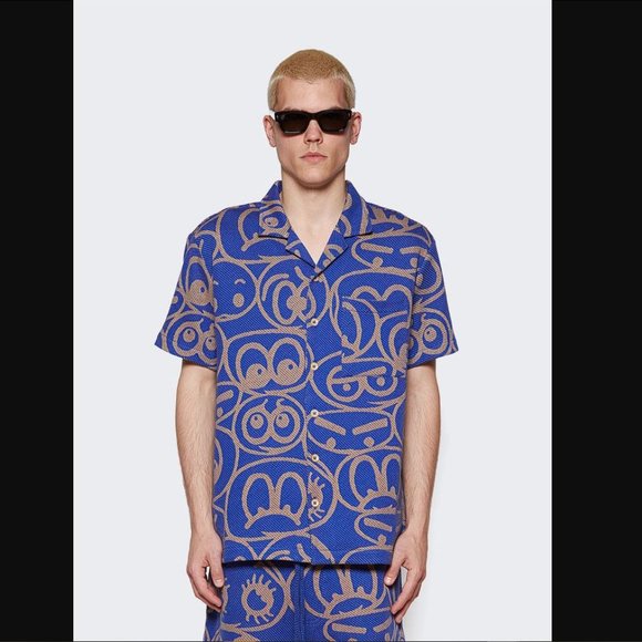 THE ELDER STATESMAN Men's Expression Short Sleeve Button Shirt Size Medium - Picture 8 of 8